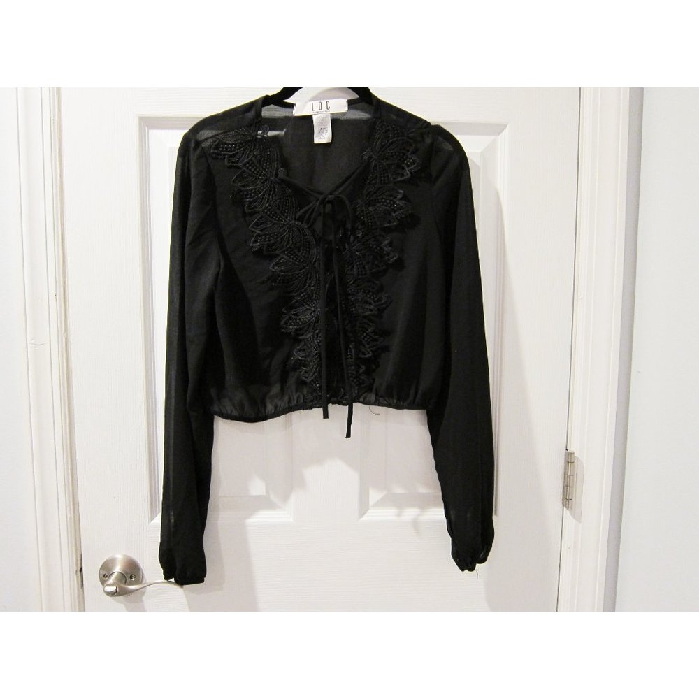 LDC Black Lace-Up Bohemian Top